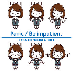 Facial expressions & Poses set / Panic / Be impatient / Woman in suit