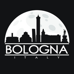 Bologna Italy Skyline City Flat Silhouette Design Background. - obrazy, fototapety, plakaty