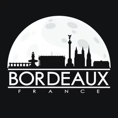 Fotobehang Bordeaux France Full Moon Night Skyline Silhouette Design City Vector Art. © josepperianes