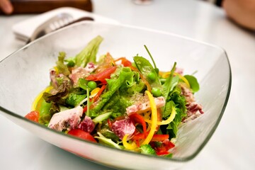 Salad at Japanese restaurant in Yonezawa.