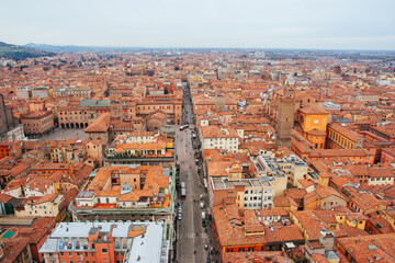 Fototapeta na wymiar View across Bologna in Italy