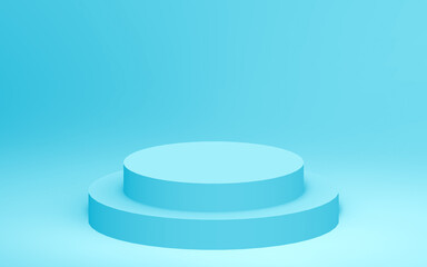 3d blue cylinder podium minimal studio background. Abstract 3d geometric shape object illustration render. Display for medicine product...