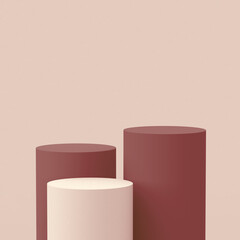 Abstract 3d brown color cylinder podium minimal studio background.