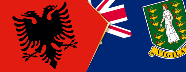Albania and British Virgin Islands flags, two vector flags.