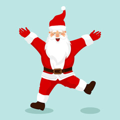 Fototapeta na wymiar Funny happy Santa Claus character. Merry christmas. Christmas card. Vector illustration EPS10
