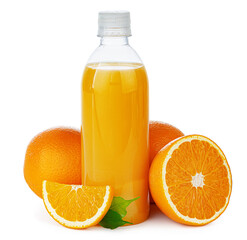 Bottle of fresh orange juice isolated on white