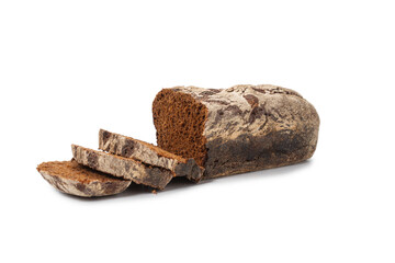 Brown bread isolated on white background.