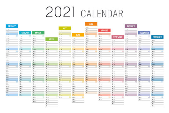 Colorful 2021 Horizontal Unaligned Calendar