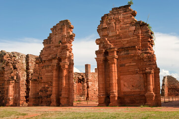 Ruins of the Jesuit reduction San Ignacio Mini, Church gate, Misiones Province, Argentina, South...
