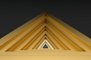 Polished triangle metal frame, 3d rendering.