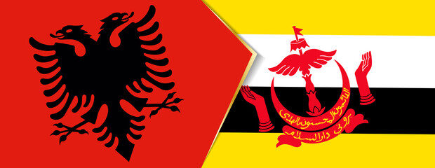 Albania and Brunei flags, two vector flags.