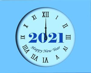 Naklejka na ściany i meble new year 2021 clock illustration