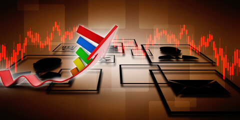 3d rendering Stock market online business concept. business Graph 

