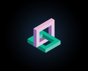 Abstract Geometry isometric logo design Infinite Cube