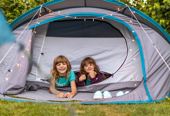 Children enjoying camping holiday
