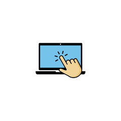 Hand touch Laptop  icon Flat design
