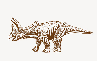 Graphical vintage illustration of  triceratops for printing and design.Vector dinosaur