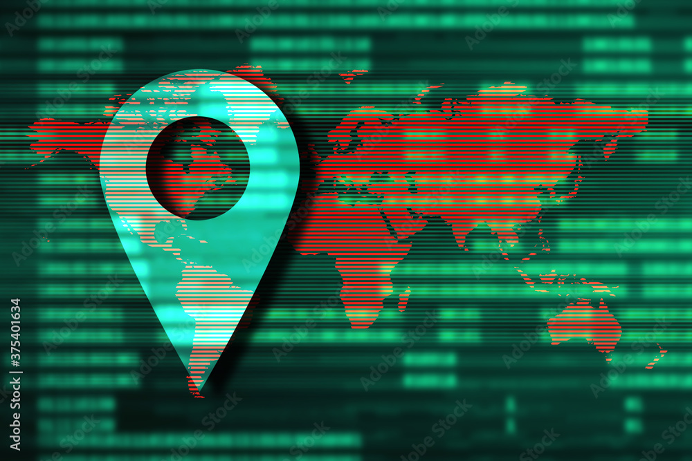 Poster 2d rendering red map pointer