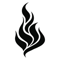 Fire flame icon. Black icon isolated on white background. Fire flame silhouette. Simple icon. Vector illustration.