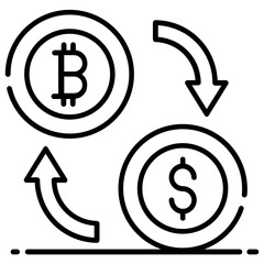 Obraz premium Cryptocurrency exchange icon, money conversion in style 