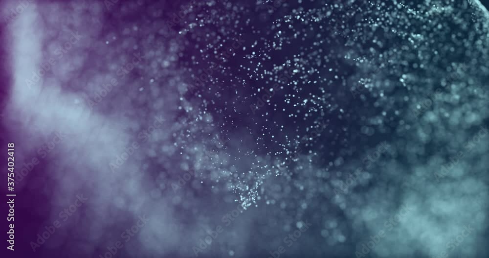 Aufkleber abstract moving particles with depth of field. 4k video animation. waving particles with purple and 