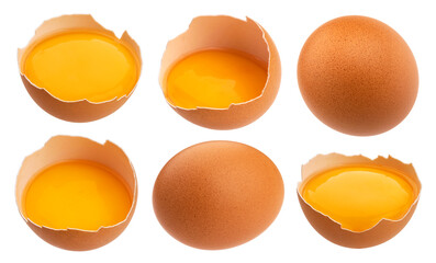 Chicken eggs isolated on white background, collection