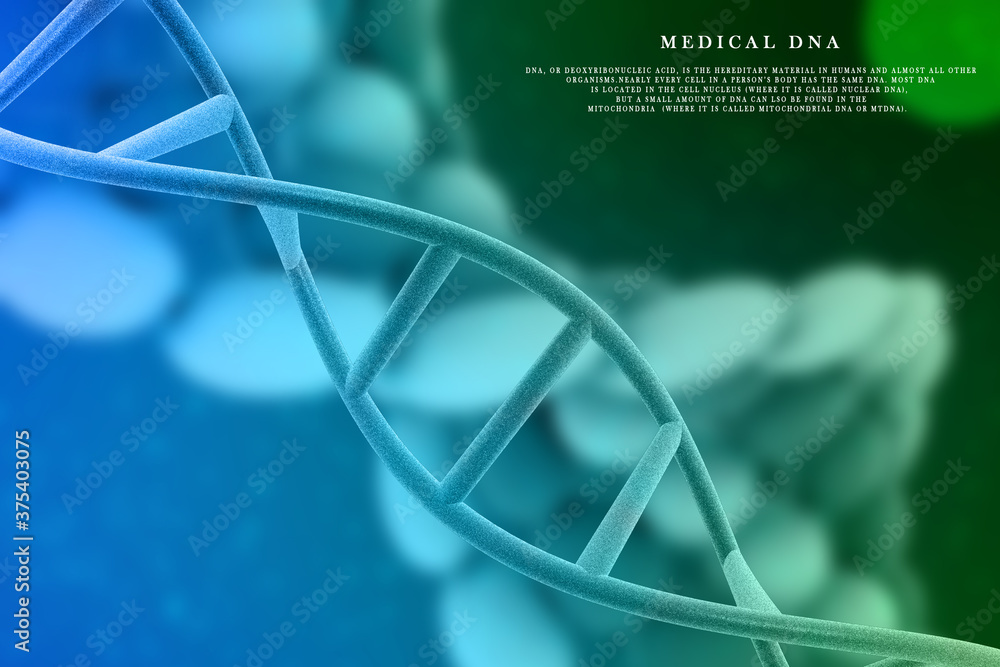 Poster 3d render of dna structure, abstract background