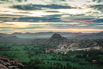 mountain with amazing sky at dawn flat angle shot