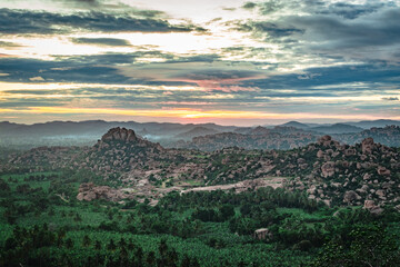 rocky mountain with amazing sky at dawn flat angle shot