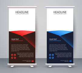 Business Roll up Standee. Design Banner Template Presentation and Brochure Flyer Vector.