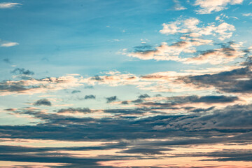 Naklejka na ściany i meble dramatic and colorful sky at morning flat angle shot