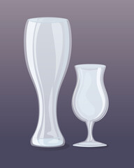 mockup, transparent glasses empty, glass pilsner and cup cocktail vector illustration design