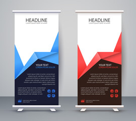 Business Roll up Standee. Design Banner Template Presentation and Brochure Flyer Vector.