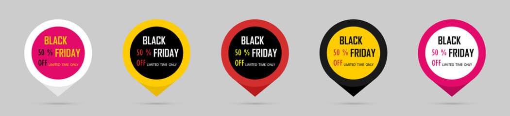 Black Friday promotion label decoration. Black friday sale. Offer, tag, price, discount, banner, poster and label. Vector illustration