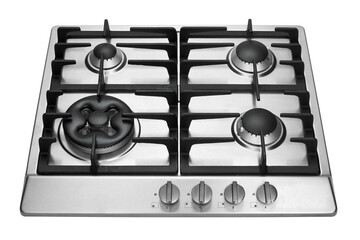 Steel stove on white background