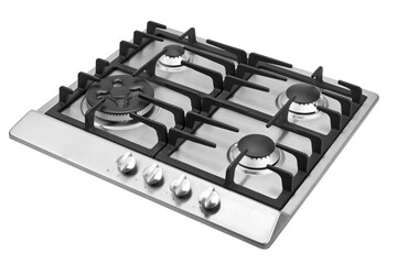 Steel stove on white background