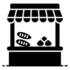 
Roadside food stall depicting local marketplace in icon
