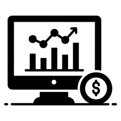 
Sales infographic inside monitor having dollar aside,  online trading in icon
