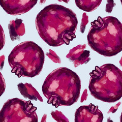 beautiful seamless pattern with hand-drawn oil pomegranates. it can be used as Wallpaper, background, print, textile design, notebooks, phone cases, packaging paper, and more.
