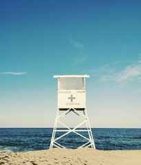 Lifeguard, SOS M&eacute;diterran&eacute;e, Tower on the Beach of Argel&egrave;s-sur-Mer, France