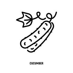 Cucumber thin line icon. Healthy vegan food. Ingredient for salad. Vector illustration.