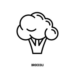 Broccoli thin line icon. Healthy vegan food. Ingredient for salad. Vector illustration.
