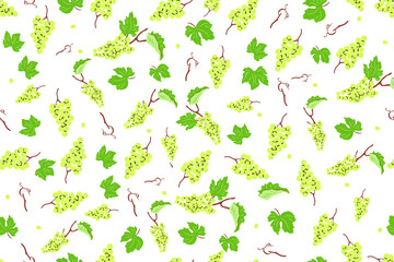 Floral grapes leaf seamless vector pattern