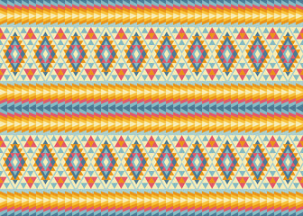 Geometric ornament of rhombuses and triangles in the native American style. Seamless pattern for web, print, textile, wallpaper, card, wrapping paper and background