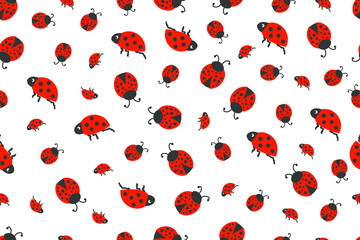 Ladybug red seamless vector pattern