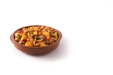Ropa vieja food isolated on white background. Copy space