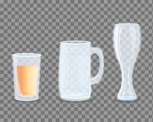 mockup icons, transparent glasses empty vector illustration design