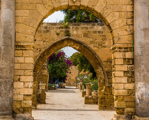 Fototapeta na wymiar Nested arches near to the Palazzo del Provveditore in the Northern Cyprus town of Famagusta