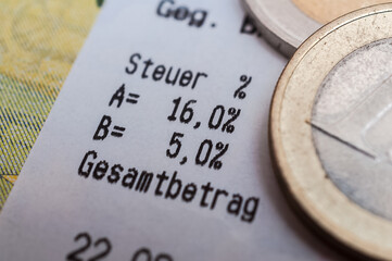Kaufbeleg, Mehrwertsteuer 16% und Mehrwertsteuersenkung Coronakrise