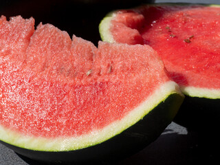Delicious ripe red watermelon on the table